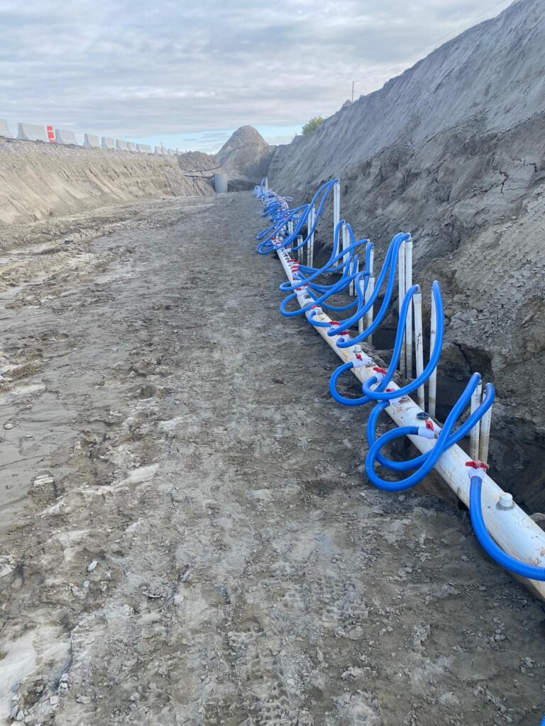 These photos all show the expert team at NCS Fluid Handlin g Systems performing well-point dewatering. NCS Fluid Handling Systems is Canada's largest provider of dewatering services with the largest flwwt of Canadian based dewatering pumps.