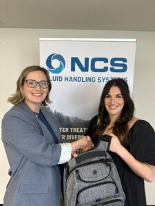 Brooklyn Olson and CFO Marliese Fraser (Yule) celebrate Brooklyn's 5 years at NCS Fluid Handling Systems